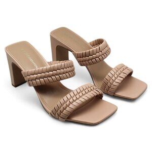 BCBGeneration Womens Fenda Faux Leather Strappy Block Heels